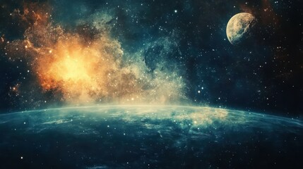 Wall Mural - astronomy backdrop showcasing space elements with mixed media