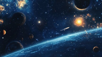 Wall Mural - astronomy backdrop with cosmic and space elements