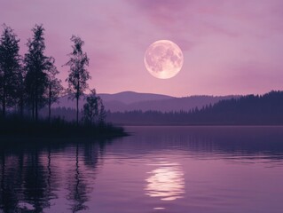 Wall Mural - serene night at the lake