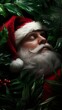 © Raul - Santa Claus takes a nap in the greenery, his beard resting on lush foliage.