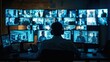 © At My Hat - A security guard monitors security cameras. This image is perfect for illustrating security, surveillance, and monitoring concepts.