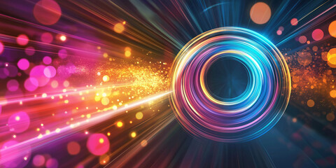 Poster - Colorful light trails converging on glowing vortex abstract background