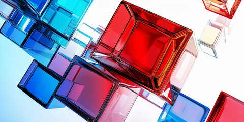 Leinwandbilder - Abstract background composed of colorful glass cubes floating