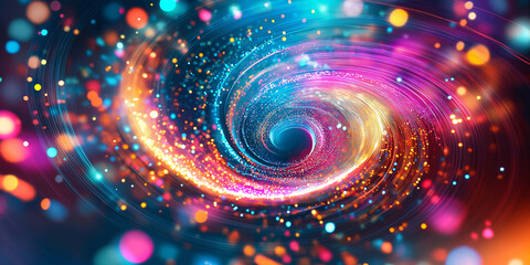Poster - Colorful swirling vortex spinning through bright lights