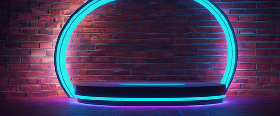 Wall Mural - neon glowing ring stage