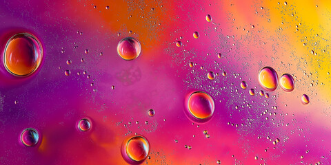 Wall Mural - Abstract background of oil and water forming colorful bubbles