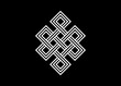 © Pe - endless tibetan eternal knot symbol tattoo logo isolated on black background. vector illustration.
