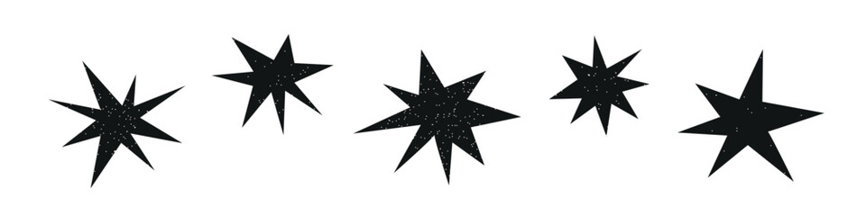 Wall Mural - doodle star shapes with abstract scribbles. black geometric collage with fun hand-drawn elements. fl