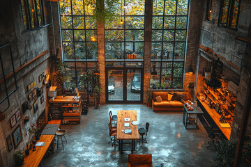 Wall Mural - photos of coworking spaces designed with trendy, open layouts emphasize innovation and creativity. c