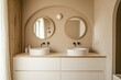 © Bouchra - Two sinks in a bathroom with a mirror above them