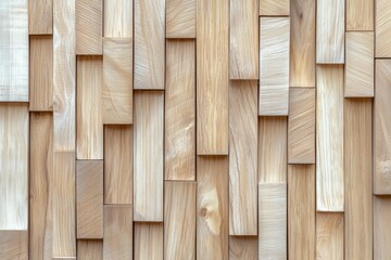 Sticker - A wooden wall with a pattern of wooden blocks