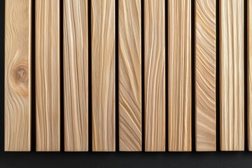 Canvas Print - A row of wooden boards with a black background