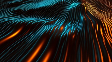 Wall Mural - Vibrant abstract waves of glowing blue and orange light.