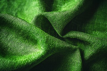 A green fabric with a pattern of a leaf