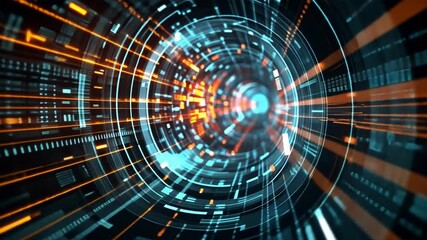 Aufkleber - A vibrant digital tunnel displays glowing lines and bright colors swirling in a mesmerizing motion, evoking a sense of speed and advanced technology.