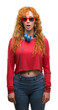 © Krakenimages.com - Young redhead woman wearing headphones scared in shock with a surprise face, afraid and excited with fear expression