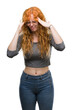 © Krakenimages.com - Young redhead woman with hand on head for pain in head because stress. Suffering migraine.