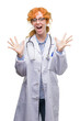 © Krakenimages.com - Young redhead woman wearing doctor uniform celebrating crazy and amazed for success with arms raised and open eyes screaming excited. Winner concept