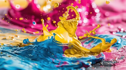 Wall Mural - Vibrant Splash of Colors in Liquid Art