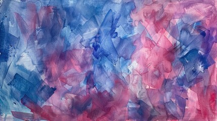 Poster - Abstract Watercolor Blend in Blue and Pink Tones