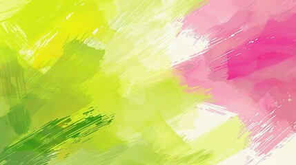 Wall Mural - Vibrant Brush Strokes in Green and Pink Colors