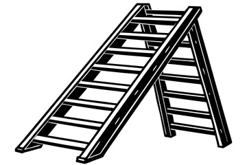 Wall Mural - Vector illustration of wooden ladder 