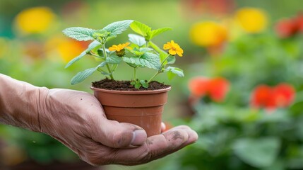 Poster - Growing Plants in a Handheld Flower Pot