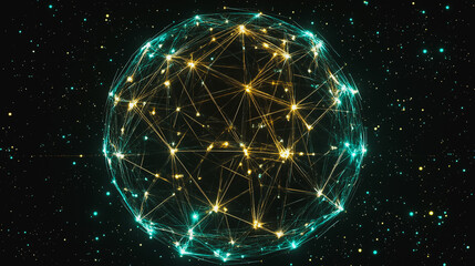 abstract innovative cyber security network points Earth's surface nodes to represent business partnerships on the Smart digital Innovation city with connection network reciprocity over the smart city