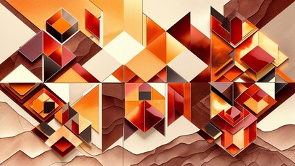 Sticker - Abstract geometric pattern with warm tones.