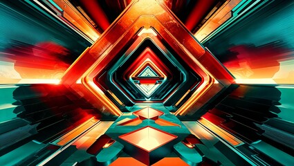 Wall Mural - Abstract digital art with vibrant colors and geometric shapes.