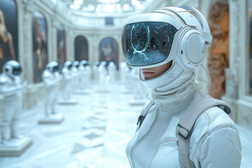 Wall Mural - a museum creating a virtual exhibit in the metaverse, highlighting the role of immersive experiences