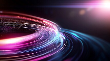 Wall Mural - a vibrant, swirling pattern of light with shades of pink and blue, creating a dynamic and futuristic
