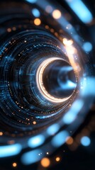 Wall Mural - a mesmerizing abstract image displaying swirling blue light patterns and vibrant sparks, resembling 