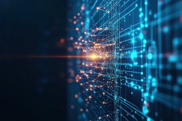 Aufkleber - AI neural network, glowing connections, data grid, sleek modern background