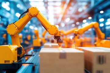 Fototapete - AIenhanced assembly line, realtime data analysis, smart factory, augmented reality monitoring, advanced automation