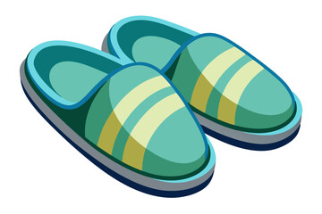 Canvas Print -  Pair of comfortable slippers on a vector art illustration 