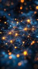 Fototapete - Abstract background with glowing lines and dots, representing connection and network.