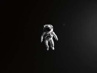 Wall Mural - an astronaut floating in space in black and white photography in blak backgraund