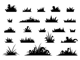 Wall Mural - Black Branch grass silhouettes set. Hand drawn isolated illustrations.