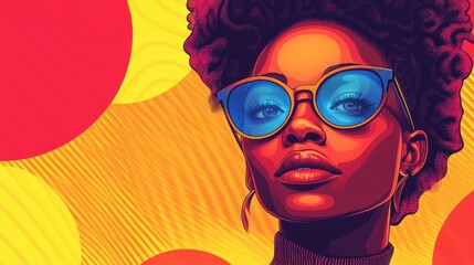 Wall Mural - African Businesswoman: Minimalistic Comic Illustration with Bold Lines and Vibrant Colors