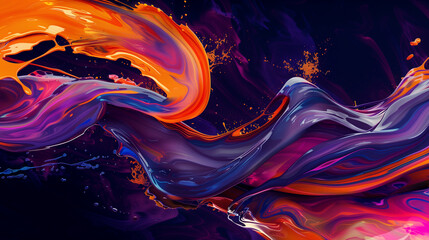 Wall Mural - Abstract colorful smoke and ink explosion in vibrant purple and orange tones