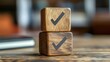 © CrazyJuke - Explore the ISO  certified concept featuring wooden cubes and check marks, symbolizing sustainable management standards.
