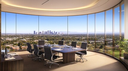 Poster - Modern Conference Room with City Skyline View