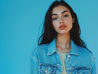 Wall Mural - Fashionable Woman in Blue Jeans