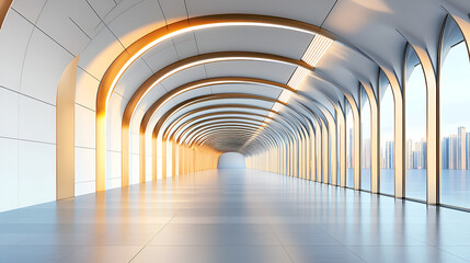 abstract architecture arch corridor building interior background, 3d render futuristic modern digita
