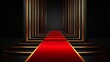 © andyaziz6 - Red carpet pathway with gold trim leading to a dark background.