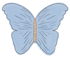 butterfly isolated in color blue illustration in PNG format with transparent background. Clip art for design with a whimsical and enchanting theme