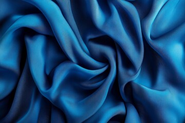 Abstract blue fabric with soft folds and texture, symbolizing elegance, luxury, sophistication, fluidity, and serenity.