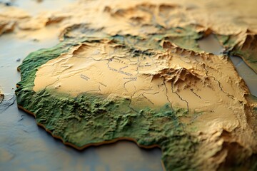 Wall Mural - 3D map of the Africa , showing extreme depth and texture.