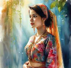 portrait of a malay woman in traditional clothes